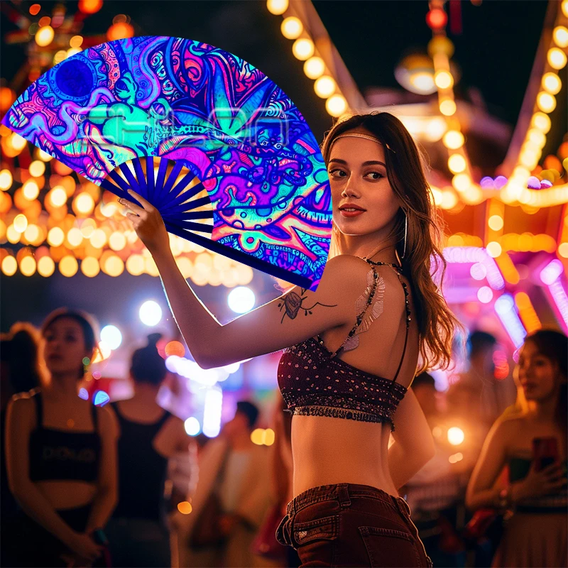 Custom printed bamboo large hand folding fan in wholesale