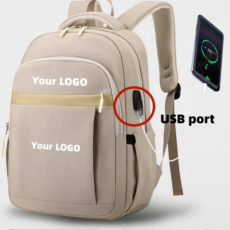 50PCS custom LOGO 16inch smart USB laptop business backpack custom recycled backpack school bags sac a dos scolaire
