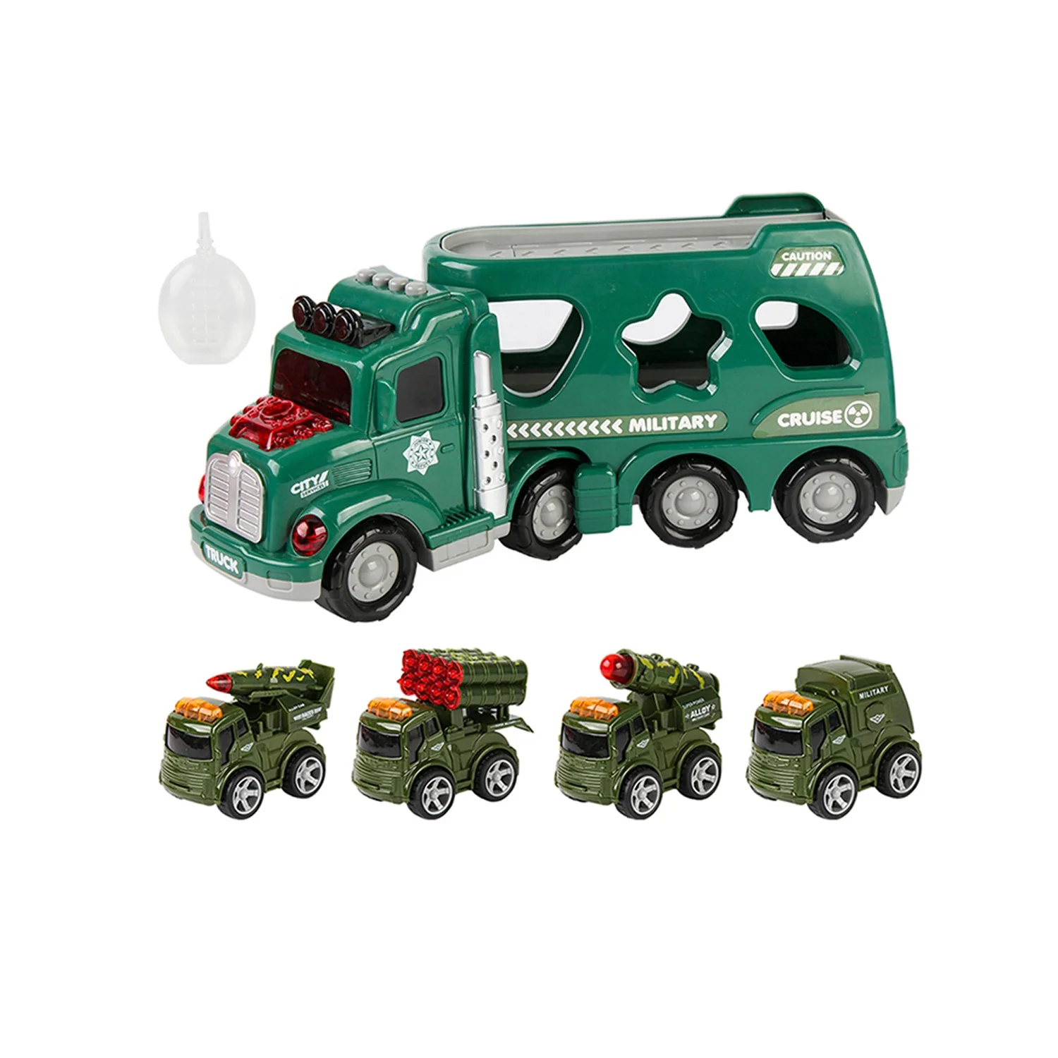 Hot Toys Mist Spray Army Military Police Truck Freewheeling Small Truck Car Traffic Sign Car Diecast Toys