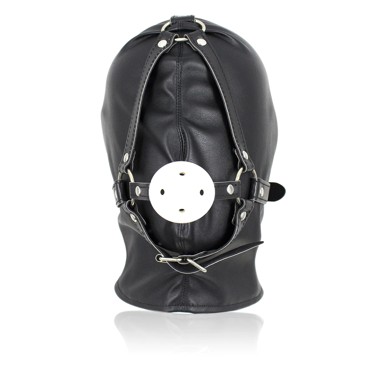 Sex Toys Black Pu Leather Head BDSM Bondage Hood Open Eye Mouth Erotic Couple Flirting Adult Toys Adjustable Mask Cosplay