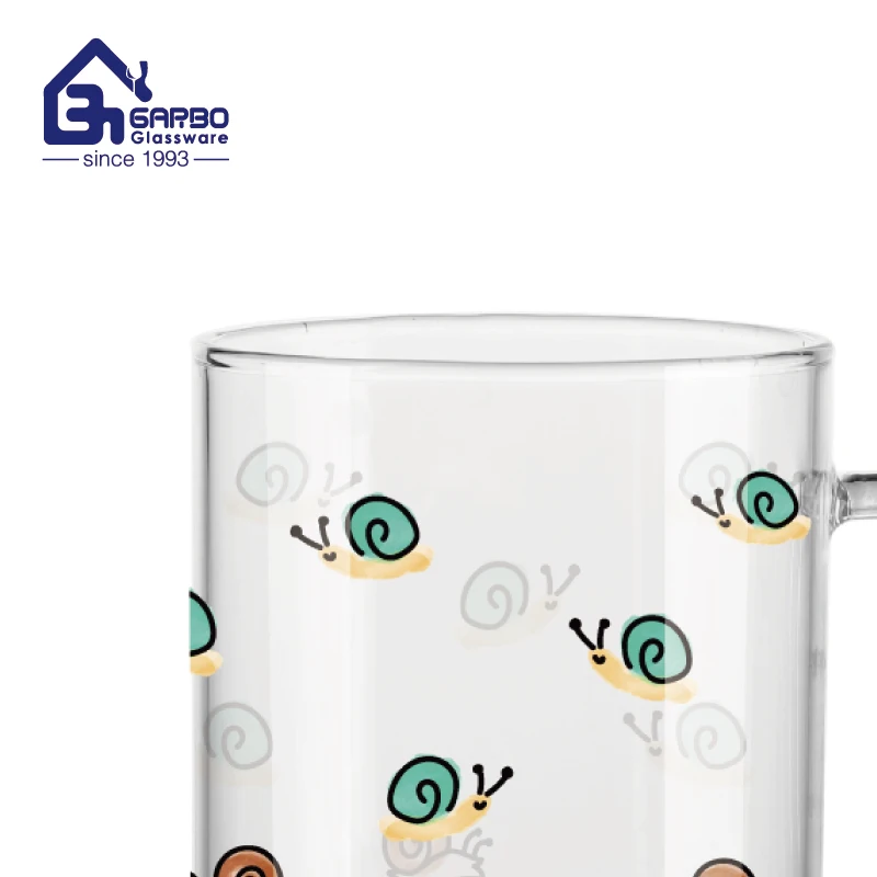 handmade glassware 450ml 16oz pyrex glass tumbler OEM printed glassware decorative glass cup single wall glass mugs cups