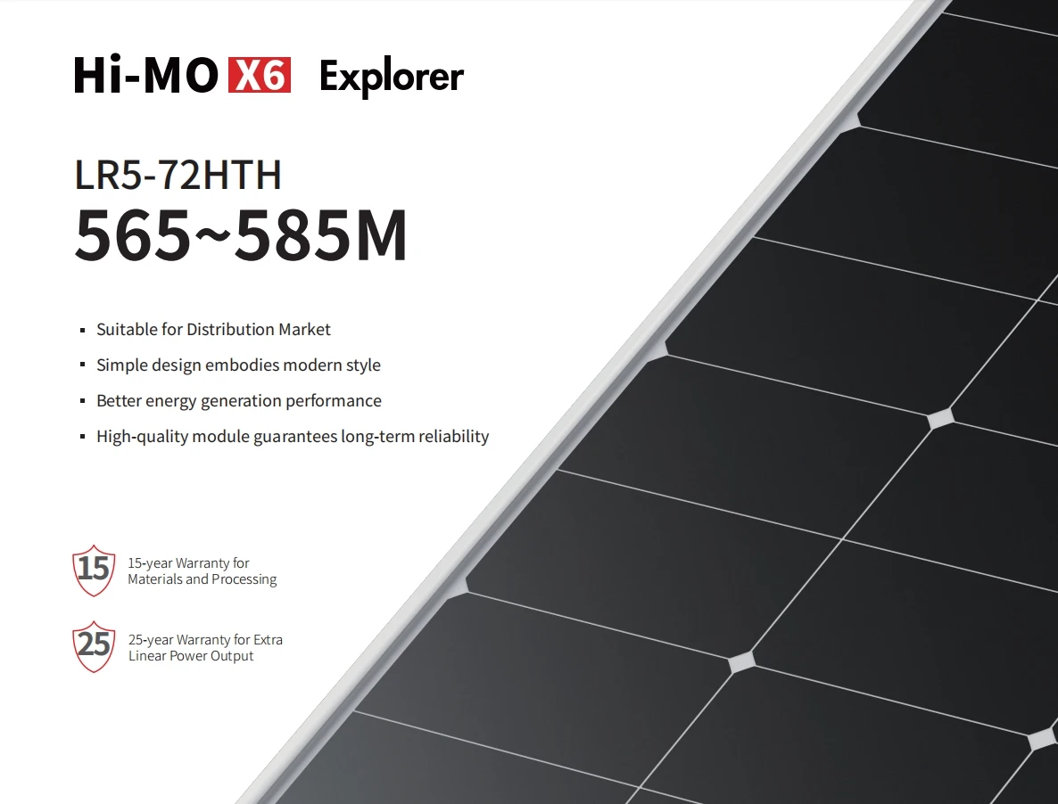 LONGi Hi-Mo X6 explorer LR5-72HTH Solar Panels frame 30mm high power generation