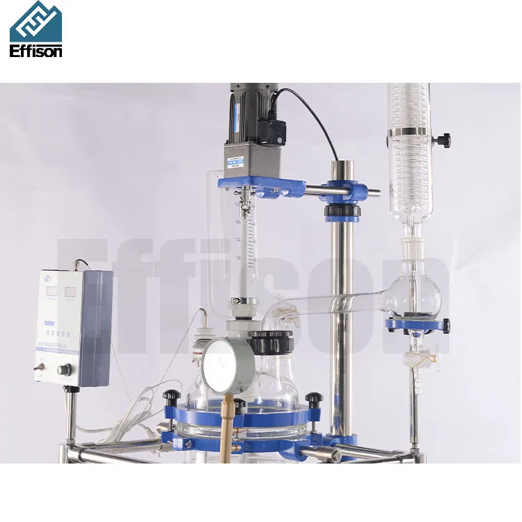 Pilot Batch Reactor Jacketed Double Layer Glass Reactor With Condenser
