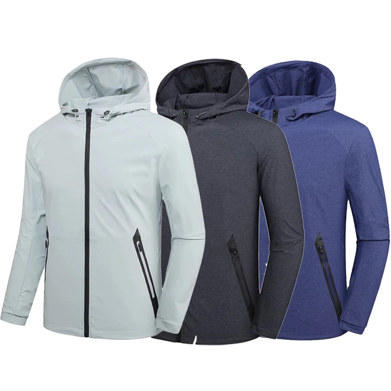 
OEM Mens Windproof And Waterproof Best Outdoor Golf Jacket with Hooded Windproof Solid Color Golf Hoodies 