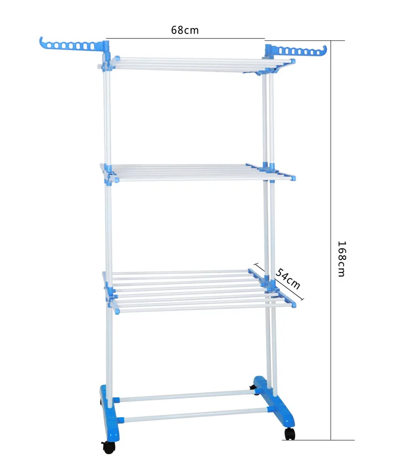3 Tier Rolling Clothes Drying Rack Folding Laundry Garment Dryer Stand Clothes Horses Rack