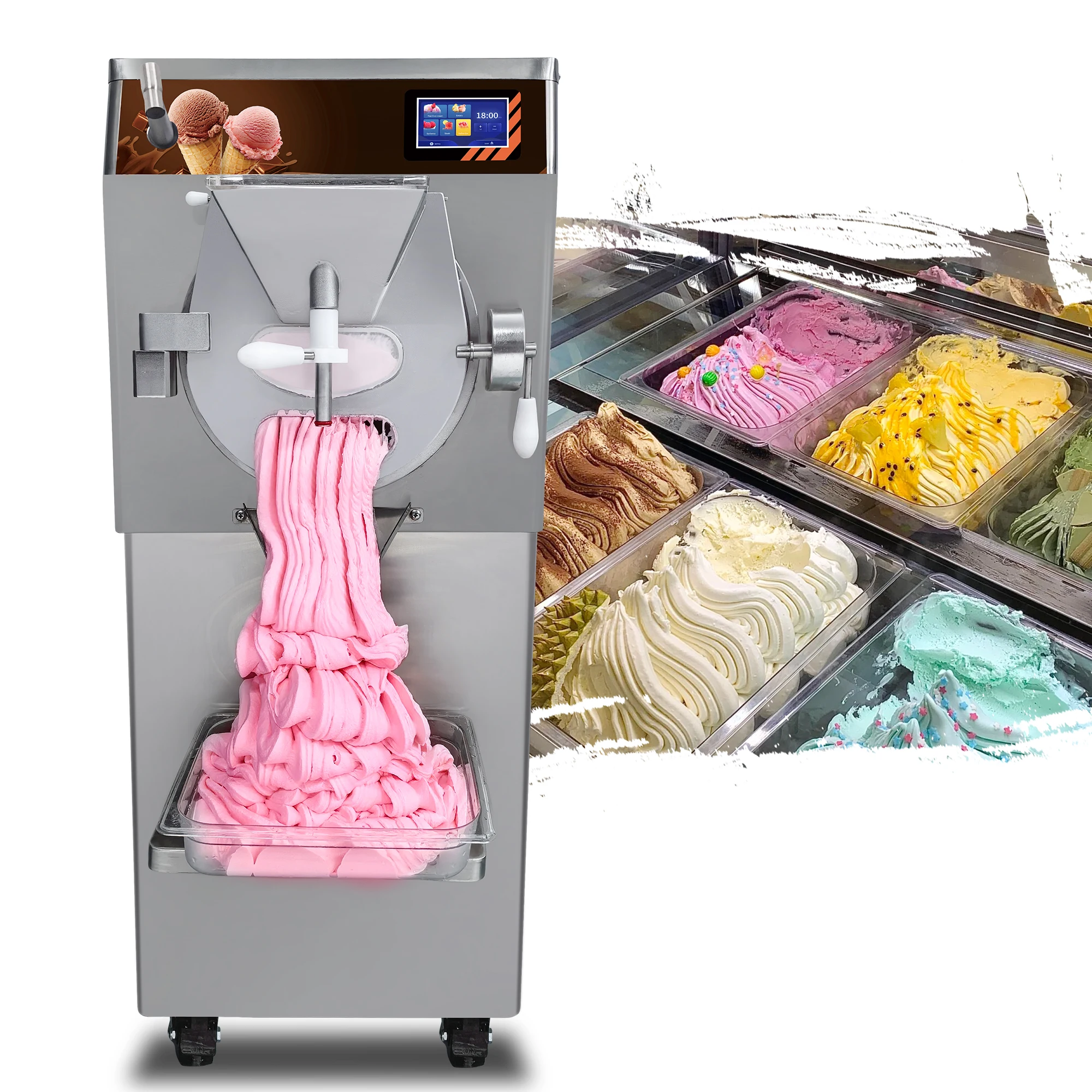 Mvckyi  60L/H commercial hard ice cream machine maker batch freezer gelato making machine italian ice cream sorbet Slush