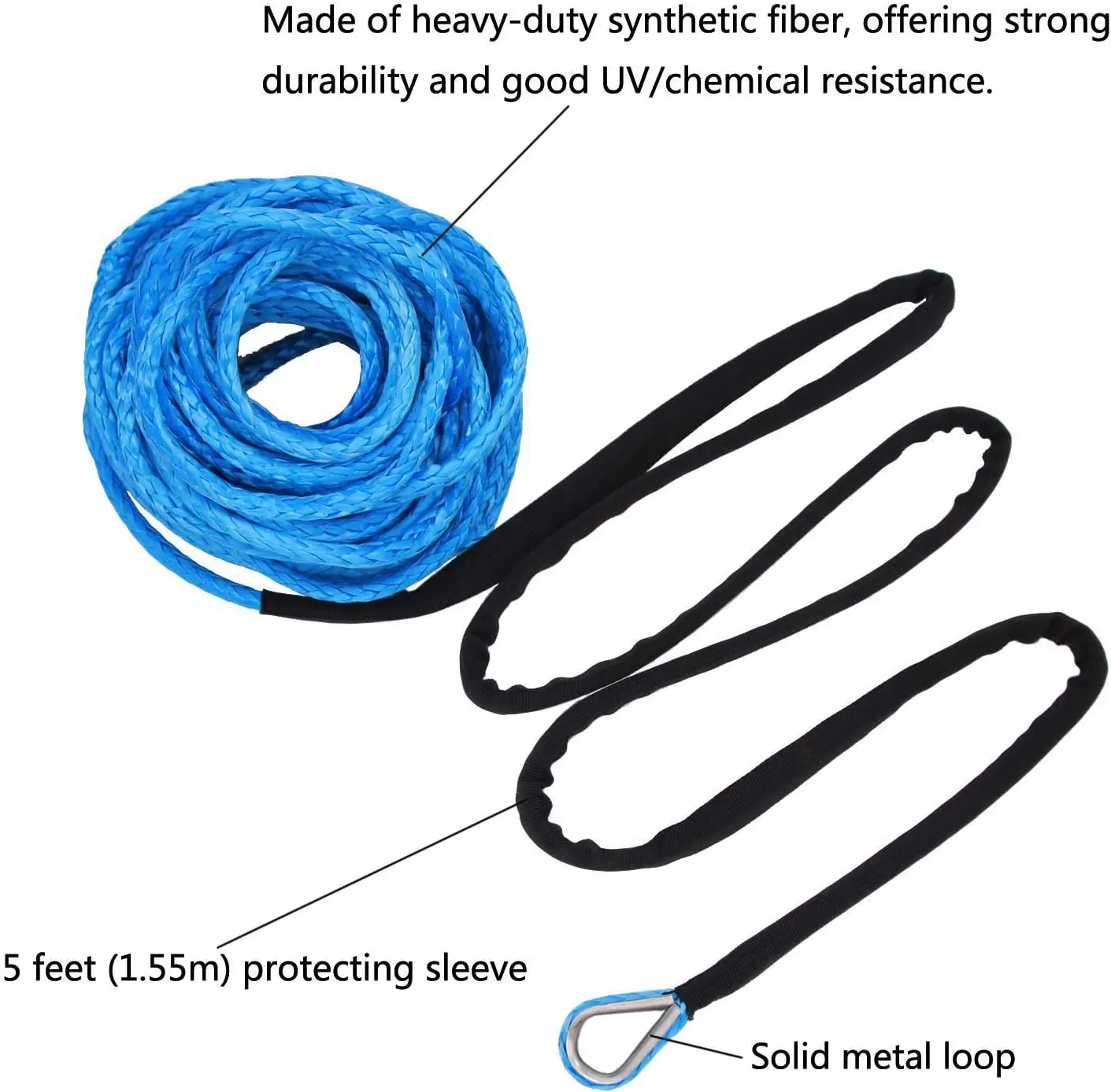 4mm China High 1/4 Inch X 50 Feet Synthetic Winch UHMWPE Rope Line Cable Towing