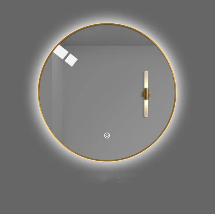 Hot Sale Hotel Premium Texture Mirror Big Round Led Smart Light Wall Mounted Bathroom Mirror