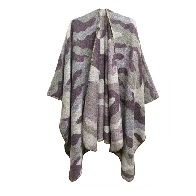 Knitted Jacquard Cashmere Cloak Women Men  Autumn Spring Winter Military Camouflage Pattern Style Shawl