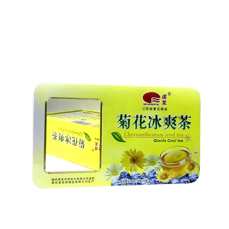 chrysanthemum tea tin Clear top tin with window square window tin box