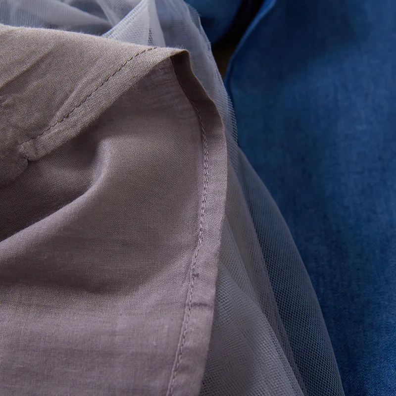 Hot Sale Spring Baby Girls Kids Clothing Solid Long Sleeve Denim Lace Dress Princess Dresses Cotton For Children Clothes Dress