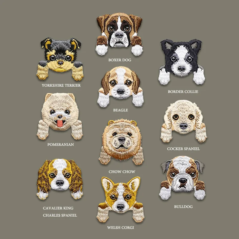 Cute Small Pet Dog Iron On Embroidery Patches Clothing DIY Heat Press Embroidered Patch