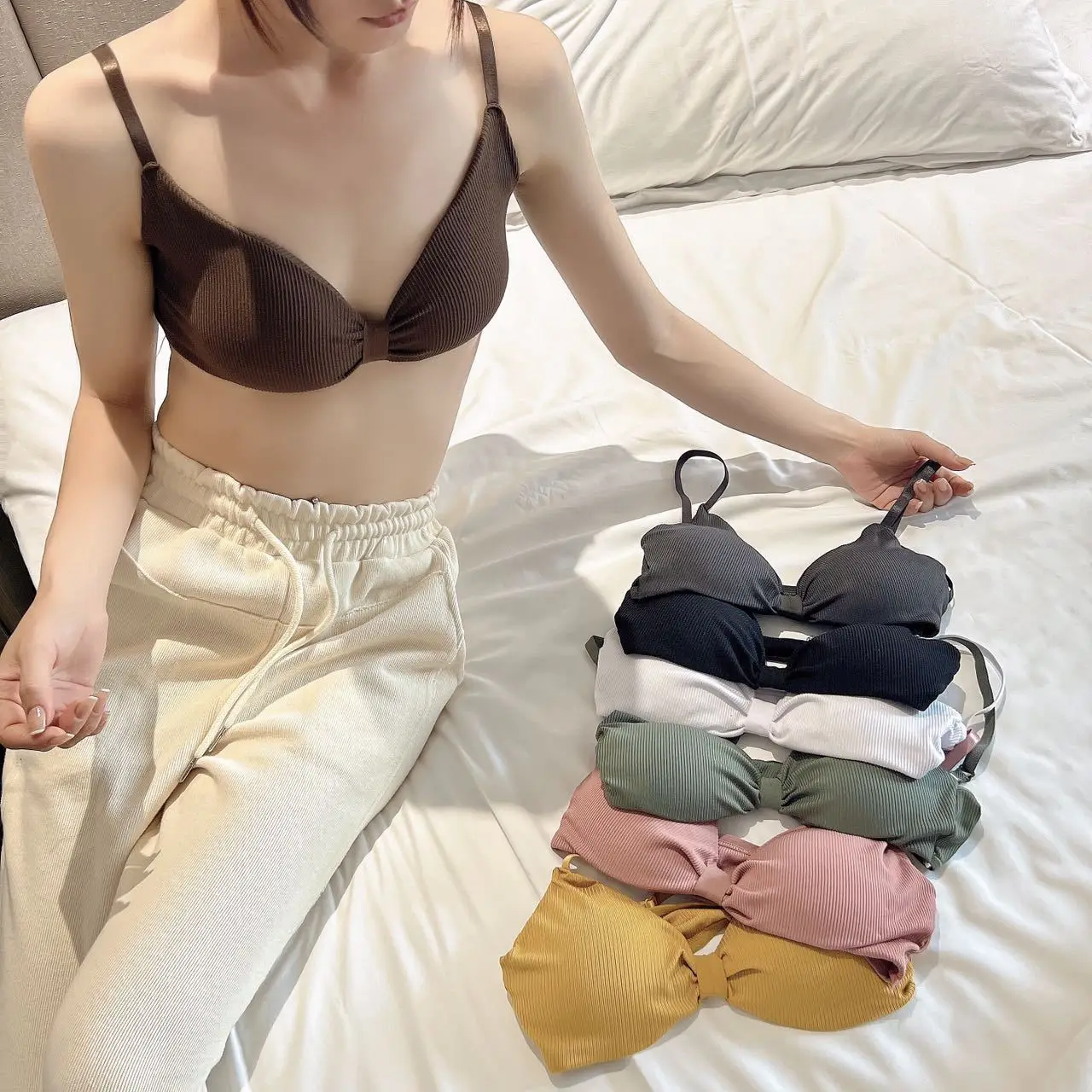 Beauty Back Korean Adjustable Strap Women Quick Dry Bra Latex Comfortable Sleeping Seamless Women Bra