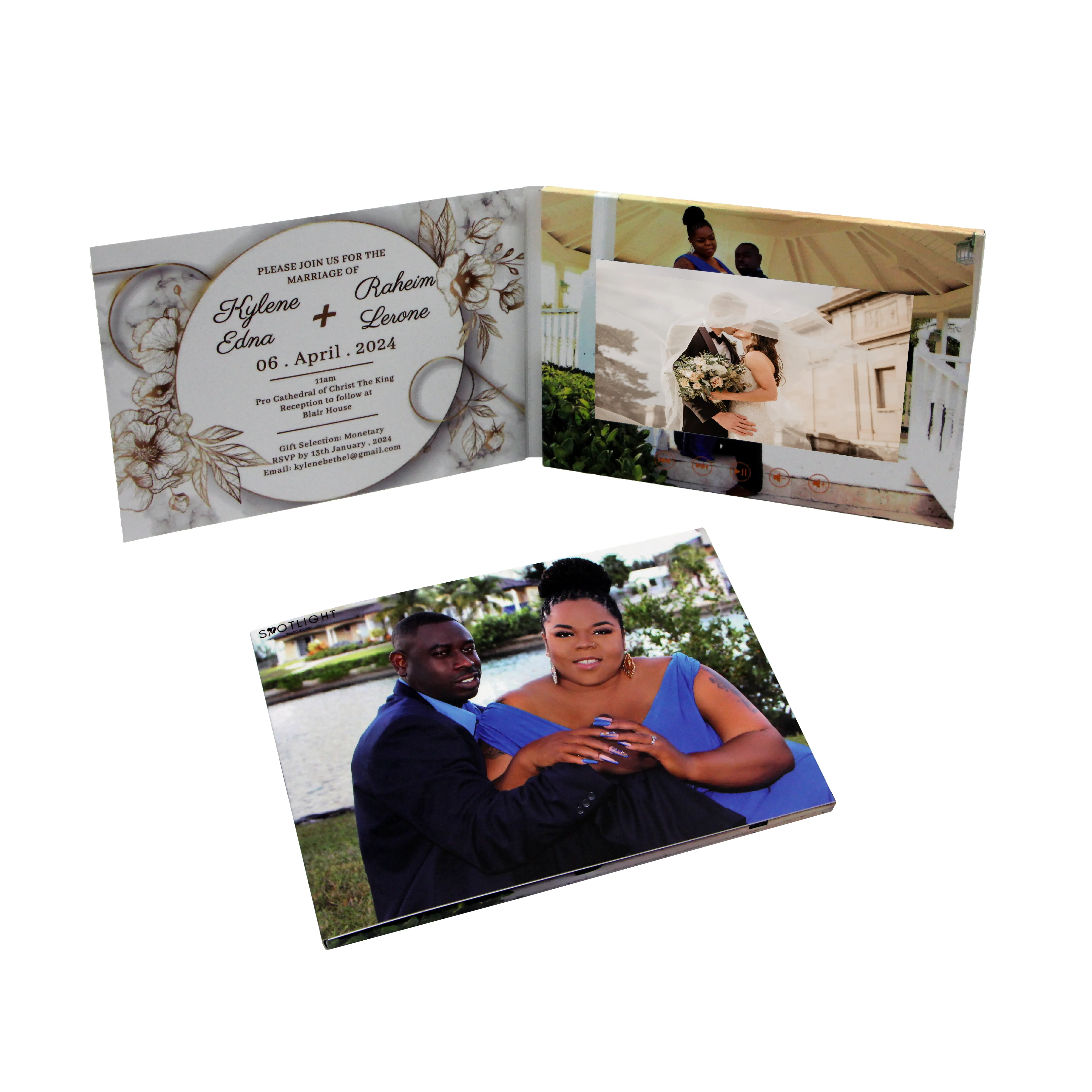 Popular product custom Wedding invitation booklet business gifts lcd screen greeting music player book card video brochure