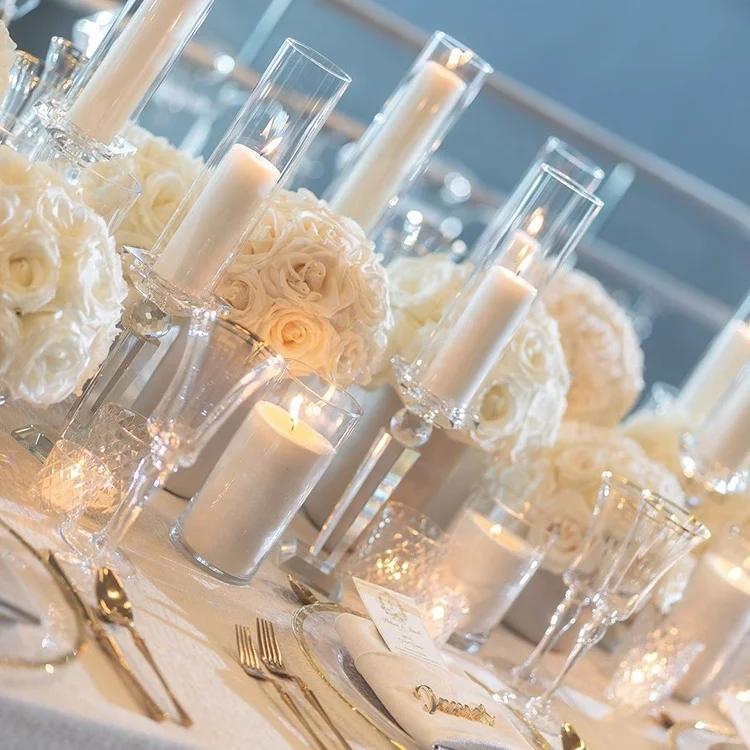 Bulk Price Cheap Glass Candelabra Candlestick Holder Stick Tealight Crystal Candle Holder Tube