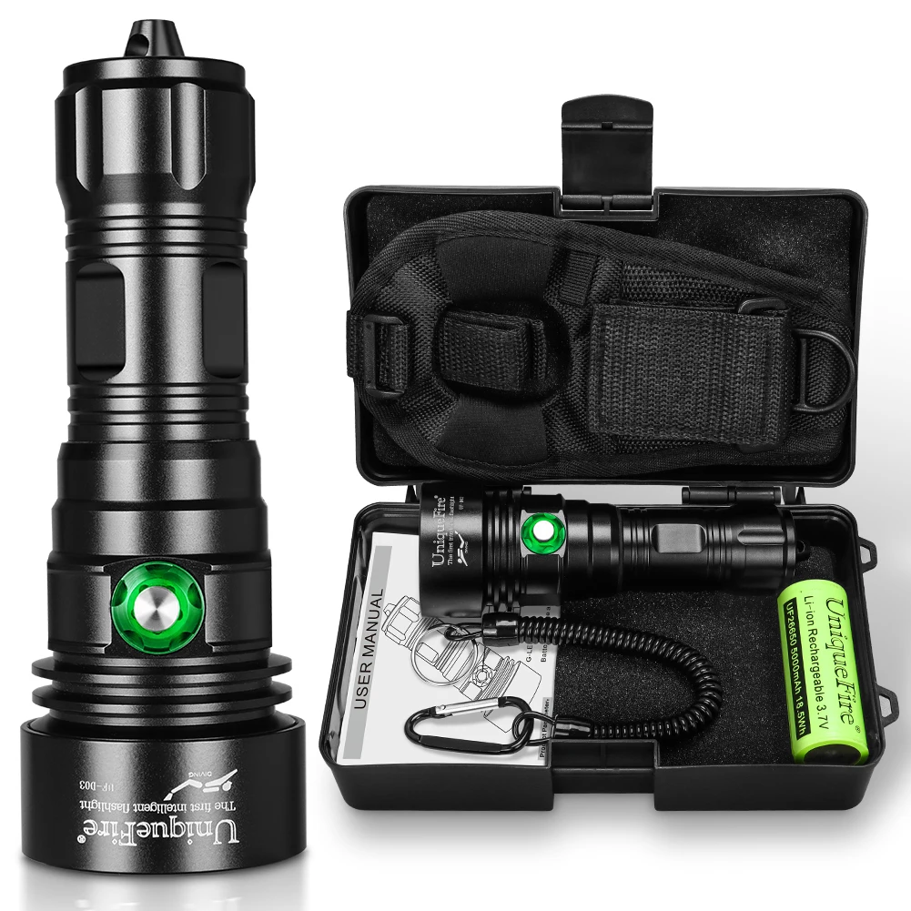 UniqueFire 3000 Lumens with 3 LEDs Rechargeable Professional Underwater 100meters Torch Diving Flashlight