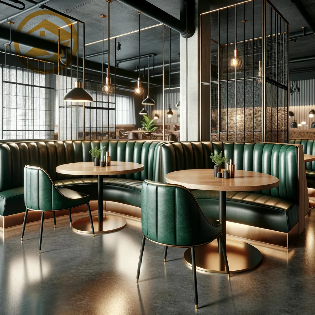 Industrial pub vintage cheap-restaurant-booths brown leather canteen lounge booth sofa vip karaoke booth for restaurant