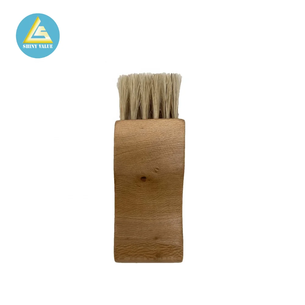 Short Wooden Handle Shoes Brush Custom Clear The Shoes Clean Soft Horse Hair Bristles Wood to Clean Your Shoes 100% QC Passed