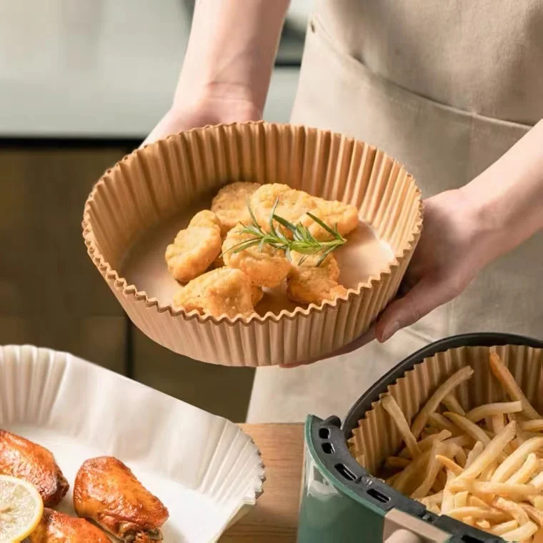 20pcs 30pcs 50pcs 100pcs  airfryer liner non-stick square/round air fryer disposable paper liner for baking roasting microwave