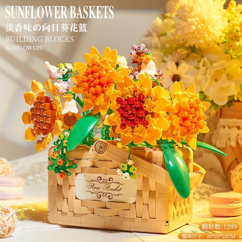 KEWEI-J805 Arrange Building Blocks Flower Bouquet Toy Building Blocks Orchid Flowers Lego Style Flower