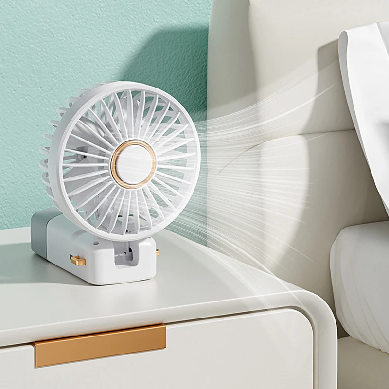 Rechargeable Air Circular Hand Fan Outdoor 1200mAh Handheld Portable Foldable Electric Mini Fan