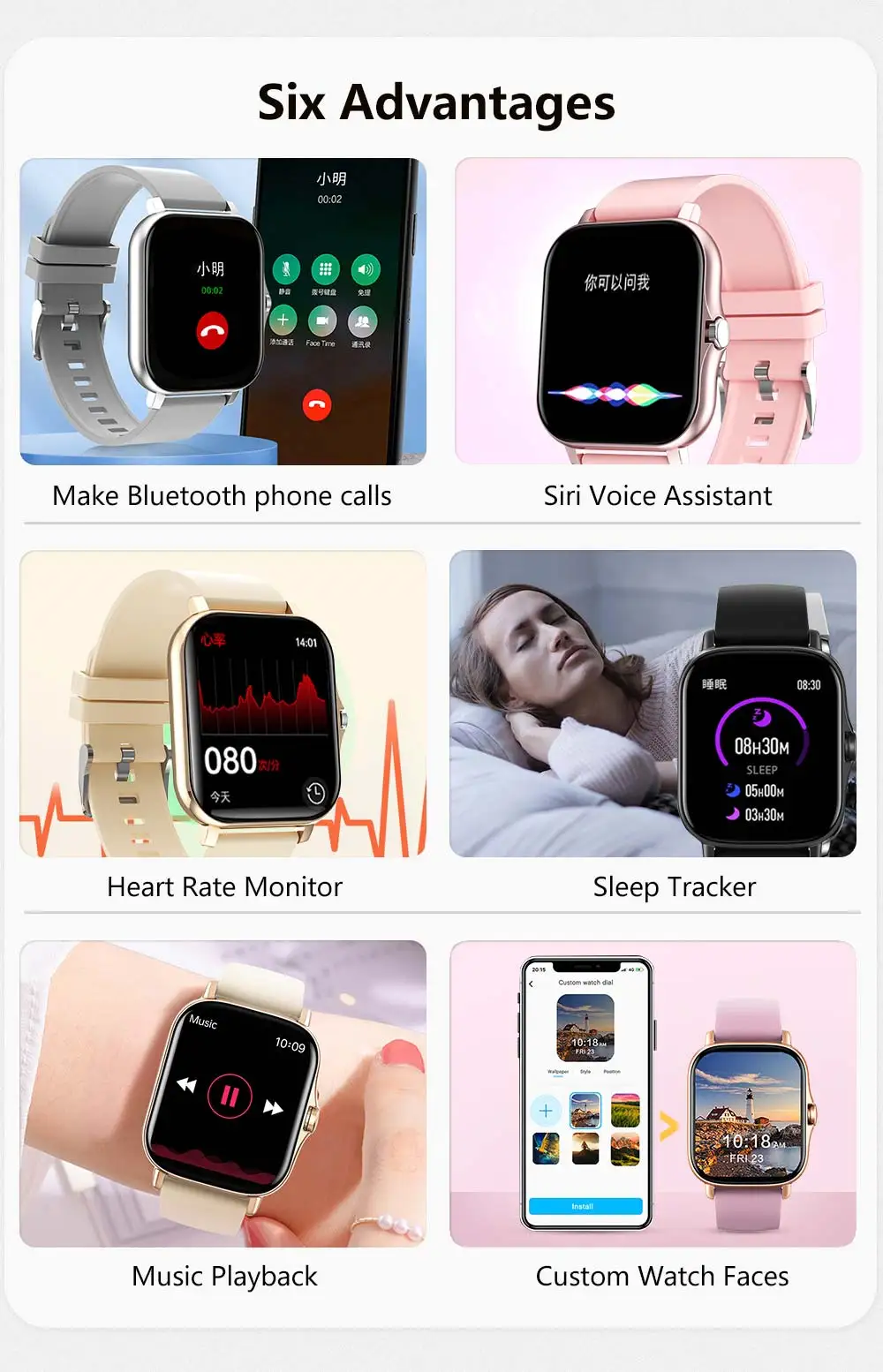 Manufacturer Oem IP67 Waterproof BT Bracelet Smartwatch Android Smart Watch Full Touch Mobile Smart Watches