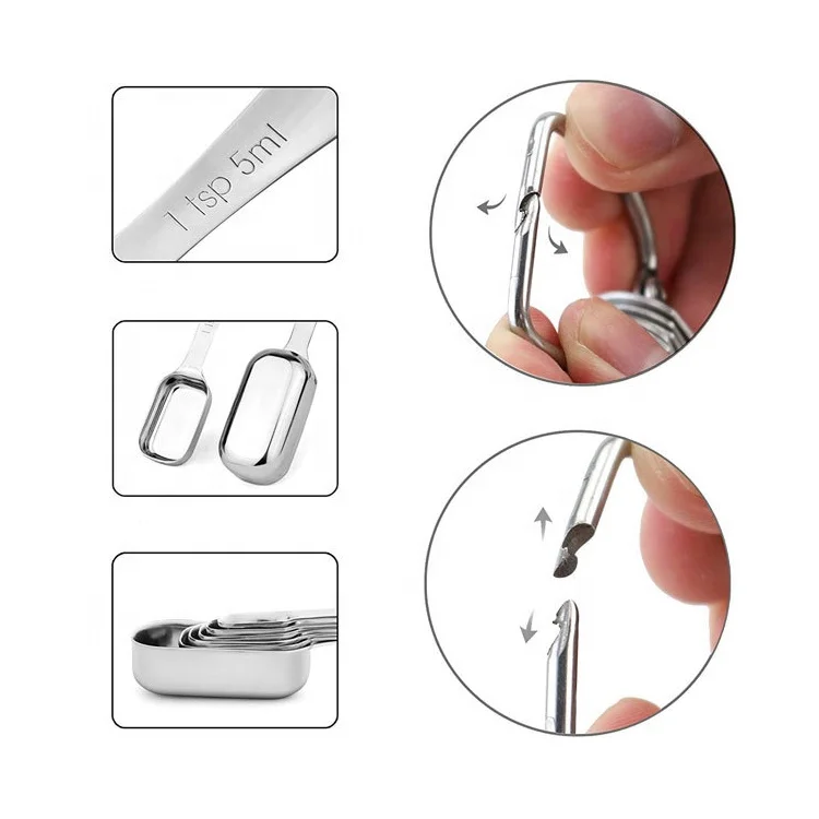 Rectangle Stainless Steel Liquid Measuring Spoon Easy Cleaning olive Oil Measuring Spoon