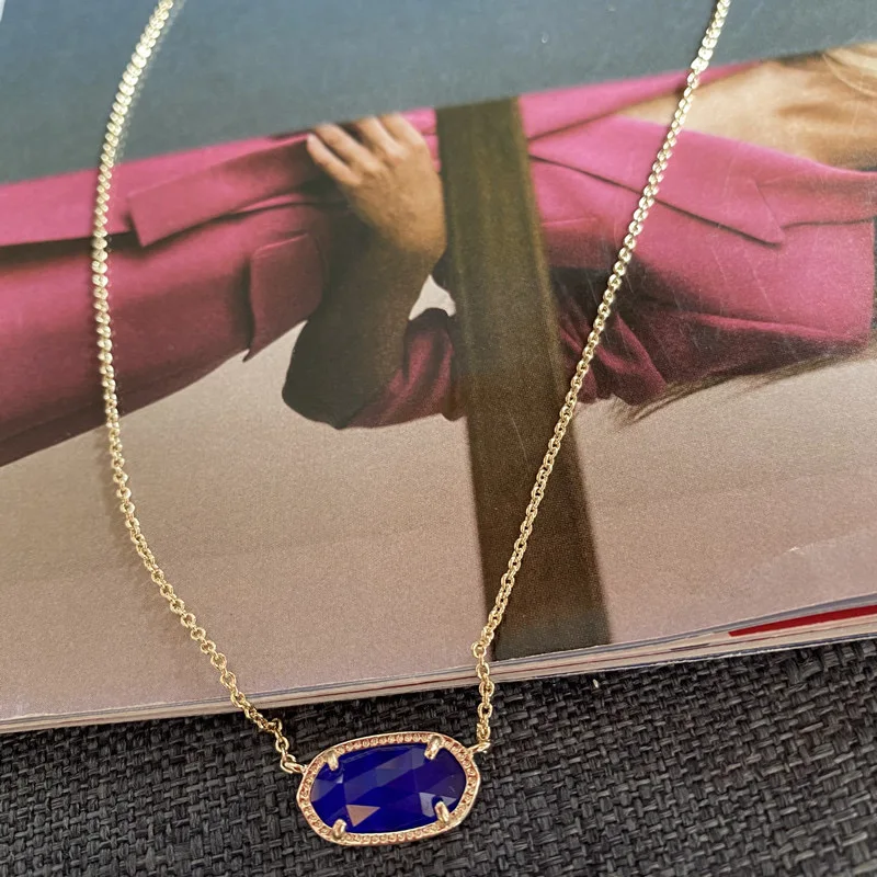 High Quality Hot Selling Blue Cat Eyes Necklace Blue Necklace Gold Plated Silver Plated Fashion Women Jewelry With KS logo