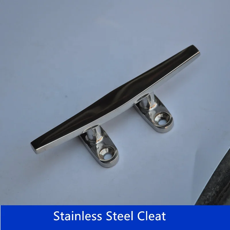 Marine Boat Low Flat Cleat 4' Heavy Duty Deck Silhouette 316 Stainless Steel From Isure Marine