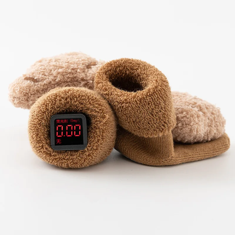 Wholesale Thick Terry baby socks 3D cartoon bear cotton breathable Anti-slip Baby Floor Socks floor grip toddler warm shoes