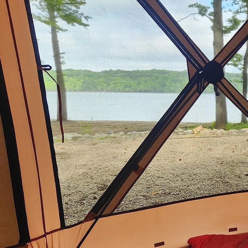 Hexagonal tent quickly build yurt camping net gauze mosquito repellent waterproof windproof pergola tent