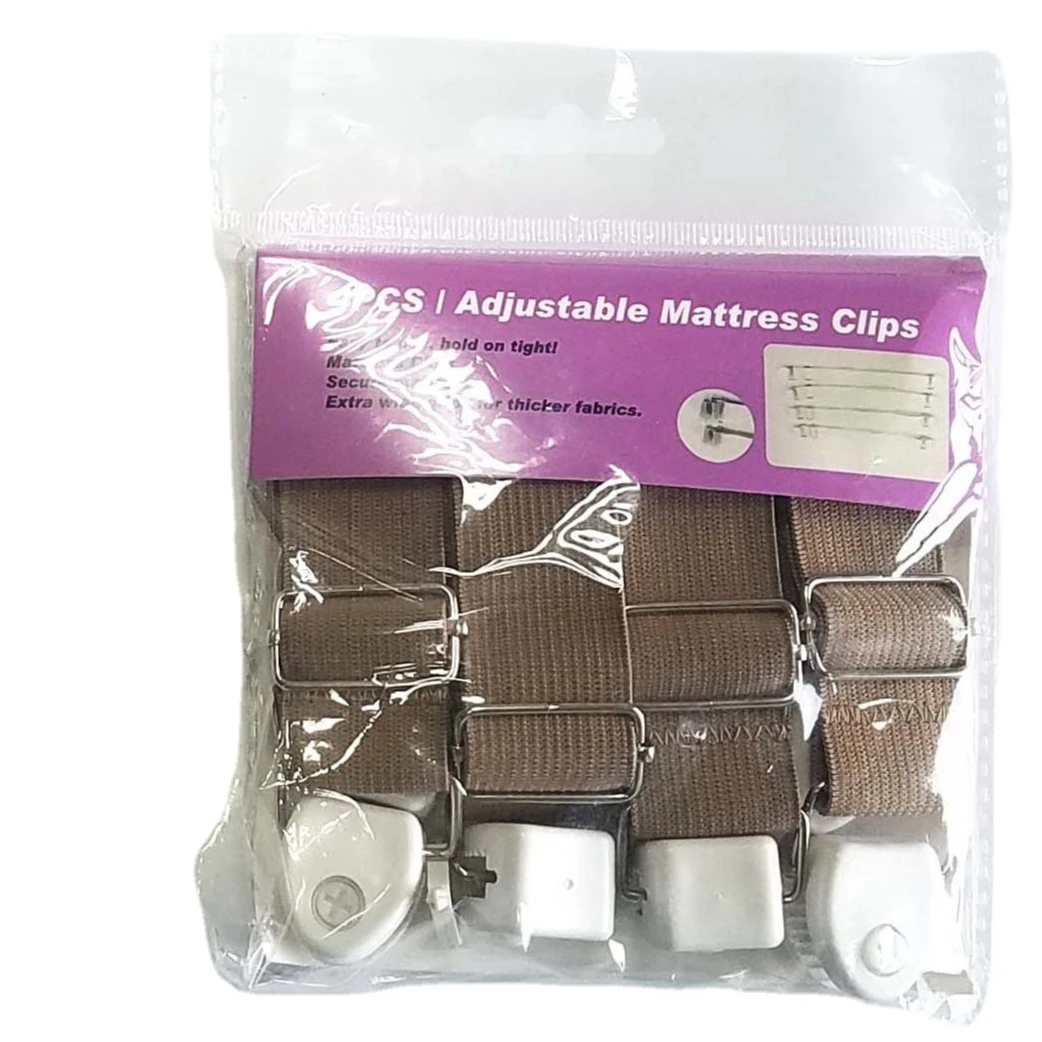 Delux adjustable bed sheet clips with polyester belt
