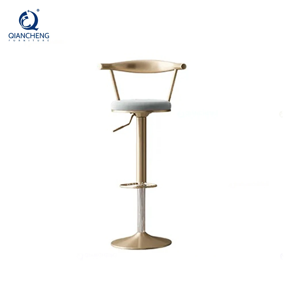 Professional customization luxury contemporary barstool gold stainless steel counter height round swivel bar stools