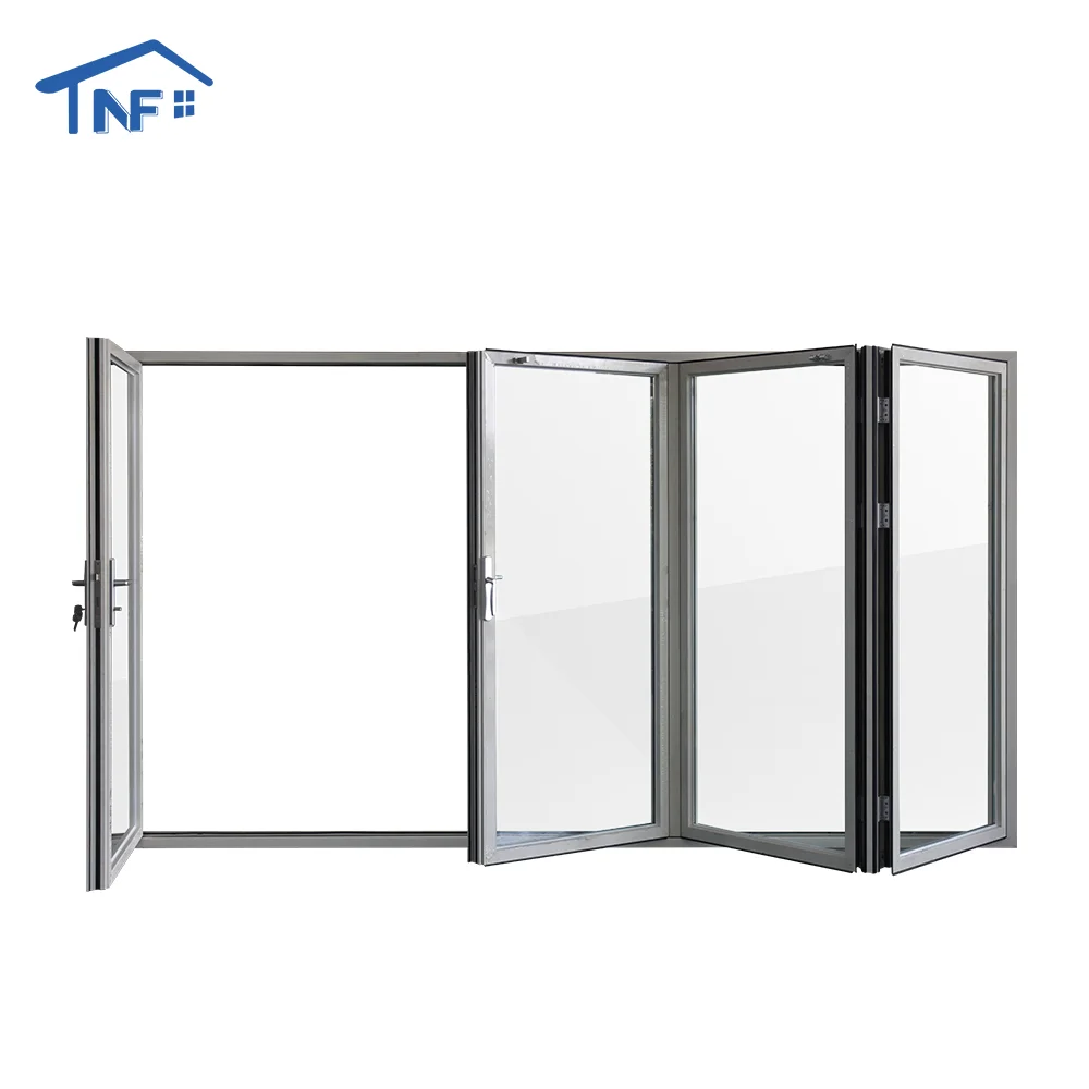 Customized Bifold patio Sliding Bi folding Door Exterior Balcony Aluminum Glass Folding Door