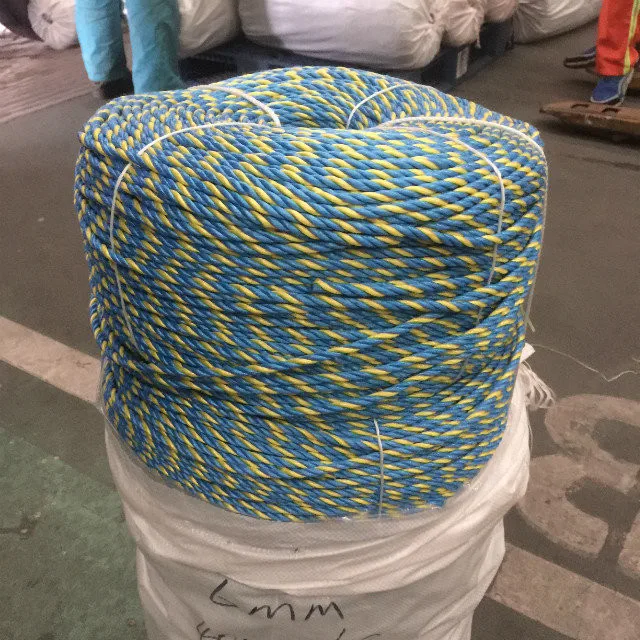 6mm Polypropylene PP Twisted Rope Cable Filler Plastic Split Film Yarn Blue Wooden Reel Telstra Rope