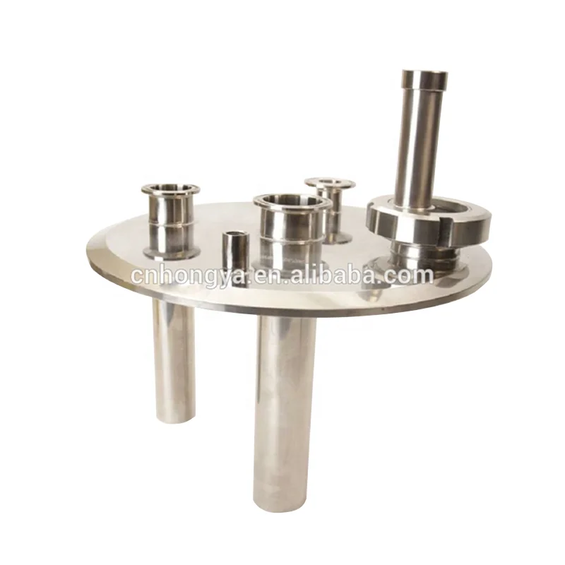 SS304 Sanitary Stainless Steel Fittings WITH sight glass light , union and TC NPT ferrule Triclamp Extractor Tank Lid
