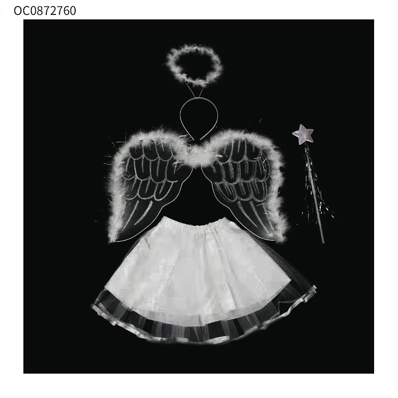 Party angel wings gauze dress halloween stage dance angle costume dress for girls