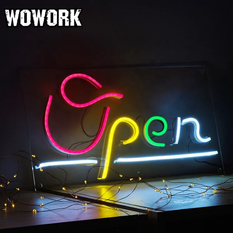 Заводская поставка от WOWORK миниатюрные прозрачные акриловые пластины гибкая неоновая вывеска с USB-проводом 5 в для украшения