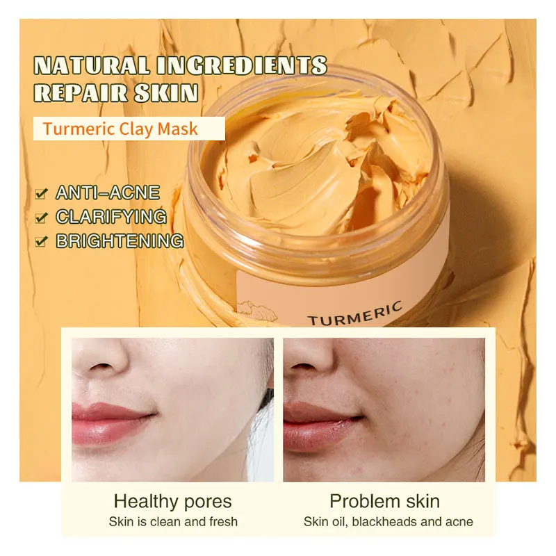 OEM ODM Private Label Face Skin Care Products 200g Lightening Nourishing Turmeric Clay Mask