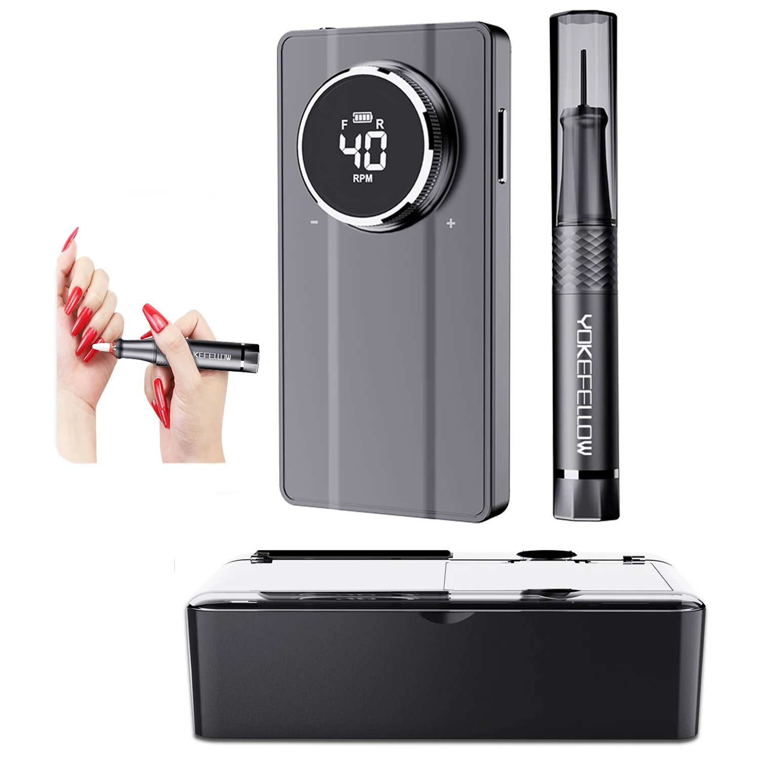 40000RPM Rechargeable Nail Drill Manicure Machine with Storage Box Brushless Motor Nail Polisher Professional Nail Art Equipment