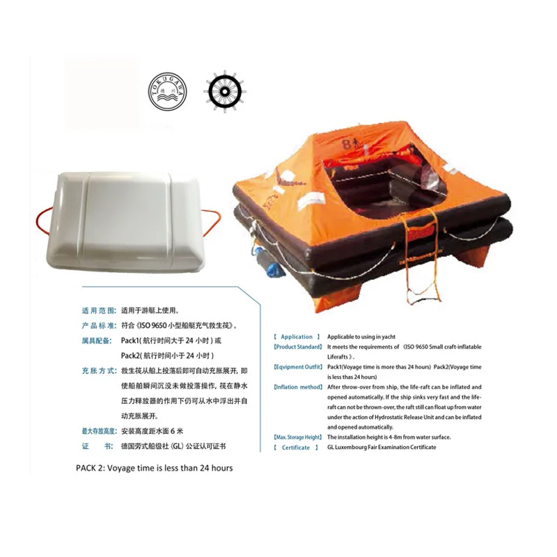 CCS Certified Multi-Person Inflatable Life Raft Container with Release Device