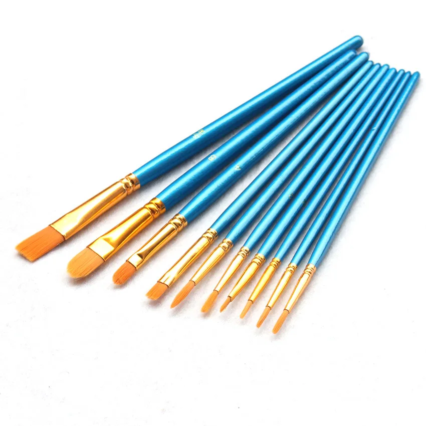 Professional Wholesale 10pcs Acrylic Oil Watercolor Paint Brush Set for Gouache Painting