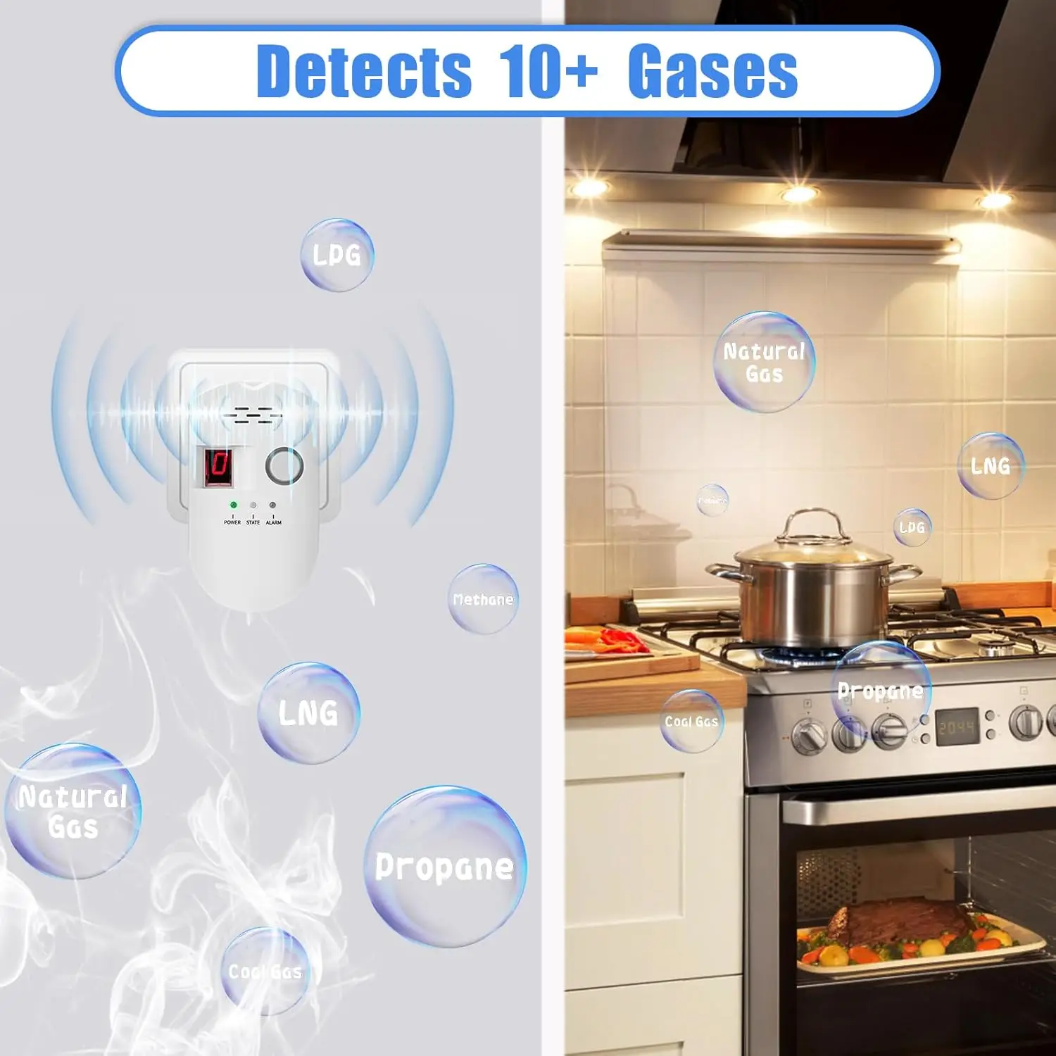 Natural Gas Leak Detector for Home Plug-in Audible and Visual Combustible Gas Alarm Monitor