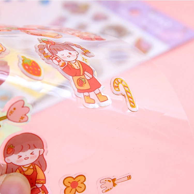 High Quality Custom Stickers Cute Cartoon Lovely Girl Stickers Custom Packing Stickers