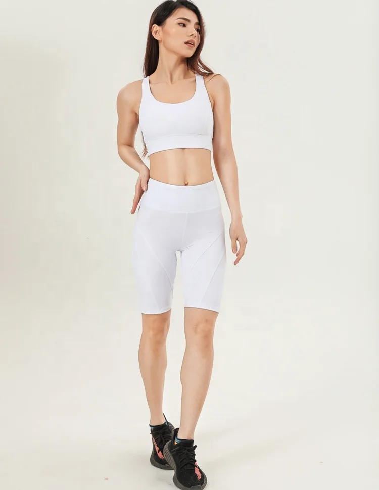 Fitness Clothing Women White Biker Shorts High Waist Butt Lift Workout Yoga Compression Shorts