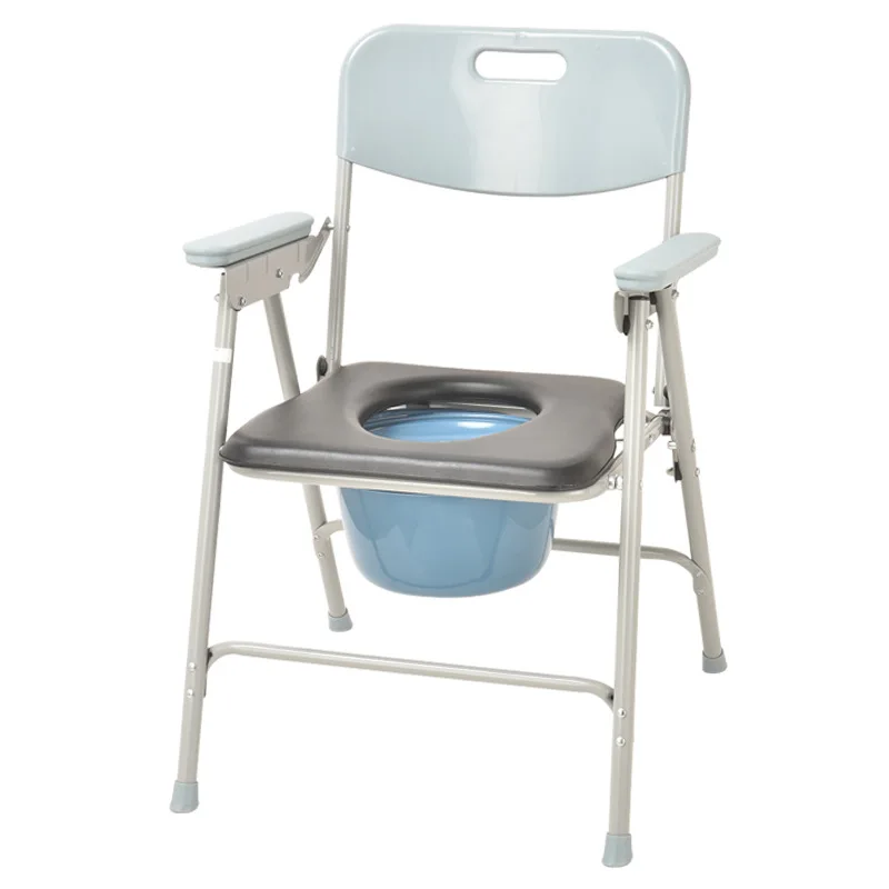 Bariatric Shower Lightweight Hospital Blow Molding Plastic Parts Folding Pu Leather Seat Toilet Portable Commode Chair