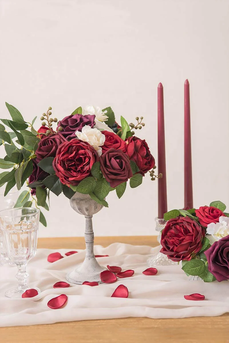 Artificial Silk Rose Petals 200pcs Artificial Flowers Petals Flower Girl Scatter Petals for Wedding Table Centerpieces Wine Red