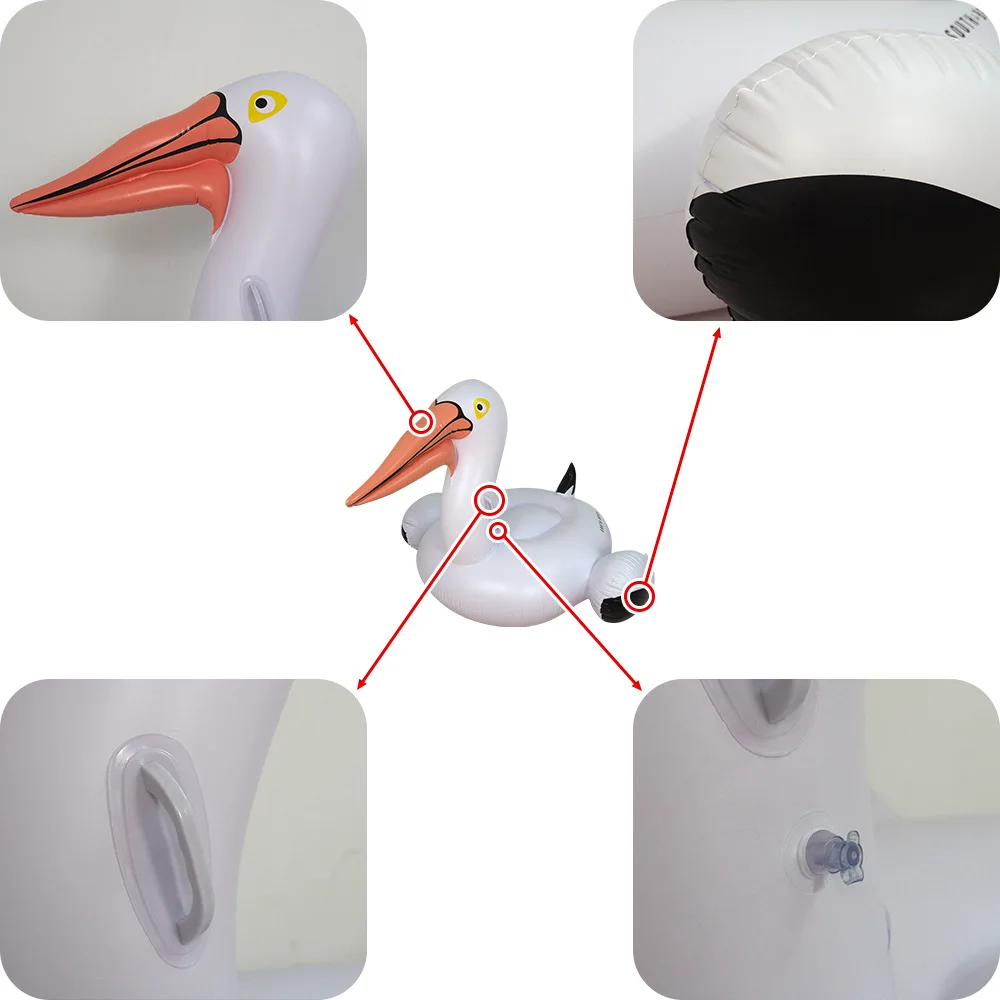 PVC Inflatable White-Pelican Bird Swimming Pool Float Inflatable White-Pelican Rider Water Play Equipment poll