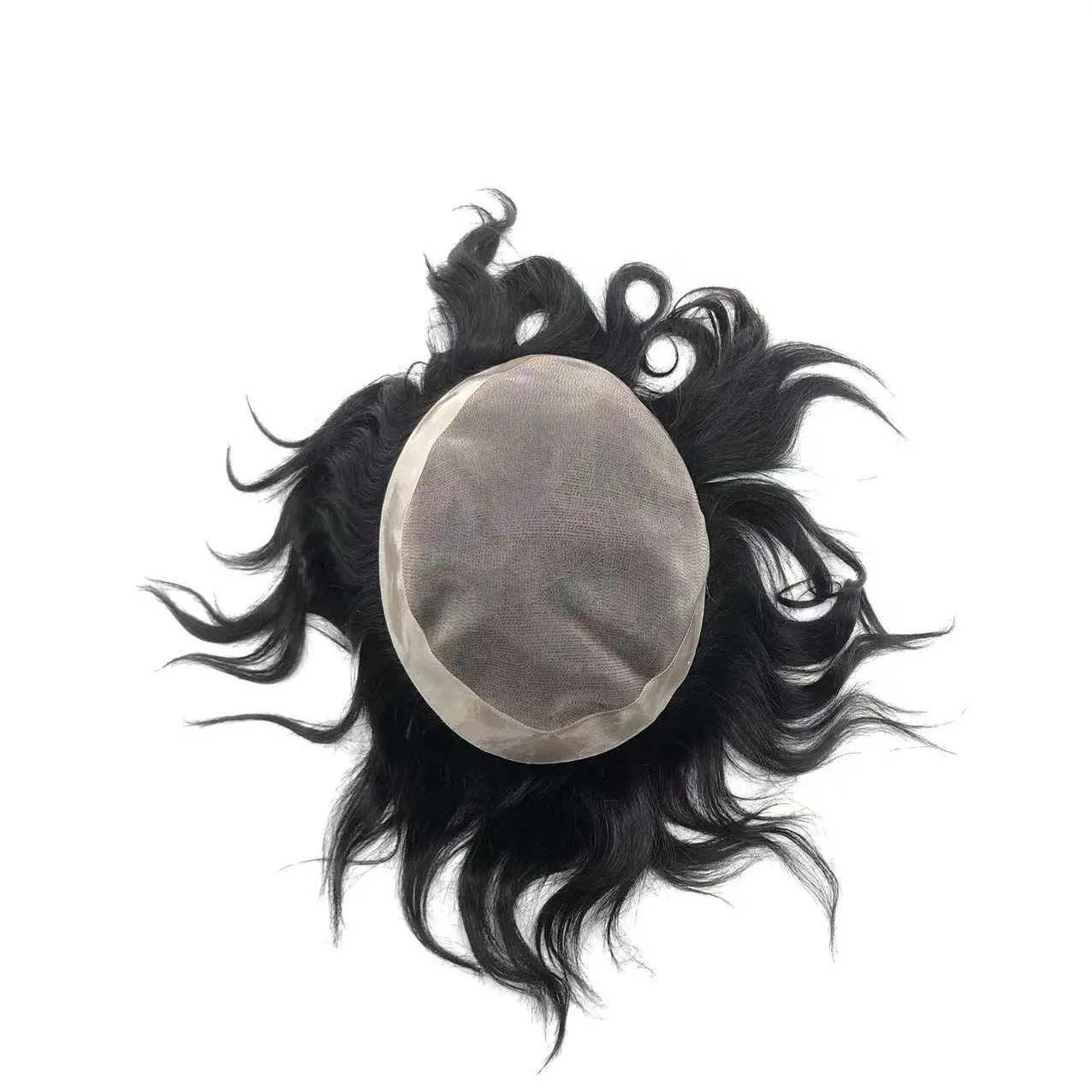 AU Fine Durable Male Hair Prosthesis  density 130% Natural Human Hair Replacement System Unit Mono Men Toupee