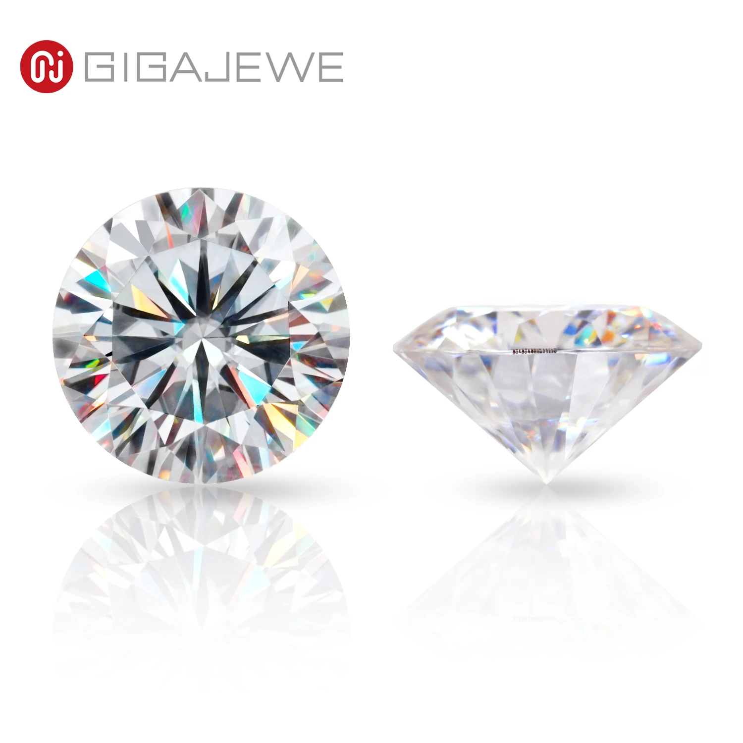 GIGAJEWE Round cut moissanite White D color VVS1 With GRA Certificate 10 Hearts and Arrows Cut synthetic gemstone
